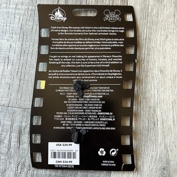 Stitch Crashes Disney Pin - Pinocchio Movie (LIMITED EDITION) - Picture 2 of 4